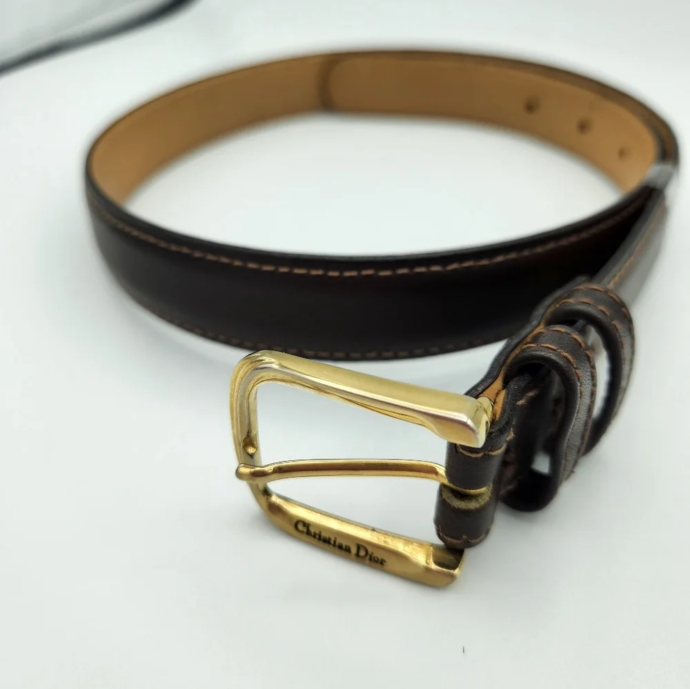 Dior Kids Belt in Brown with Gold Buckle